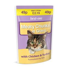 Best-one cat wet pouch Meaty chunks with gravey with chicken and turkey