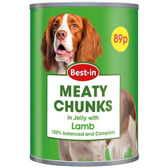 Best-in Meaty chunks tin food in jelly with Lamb