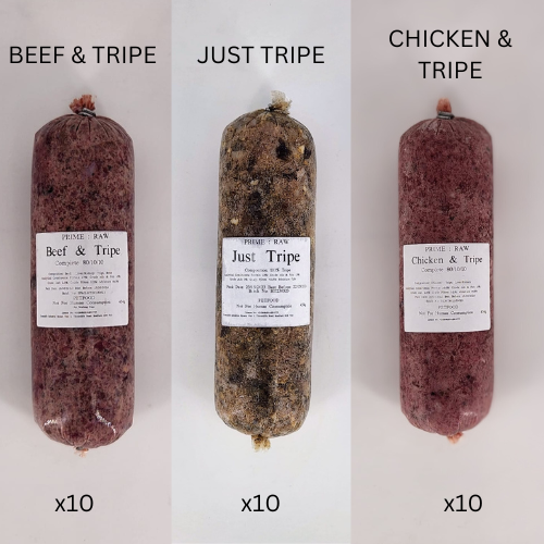TRIPE MIX BOX Raw Frozen Dog Food 30 x 450g ROLLS 80:10:10 COMP 14kg GREAT VALUE