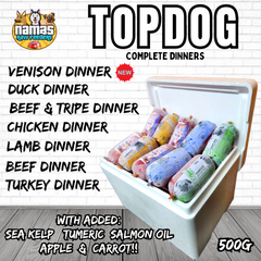 TOPDOG RAW Frozen Dog Food 10 or 20 500g Chubbs 80/10/10 PICK & MIX YOUR OWN