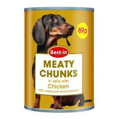 Best-in Meaty chunks tin food in jelly with Chicken