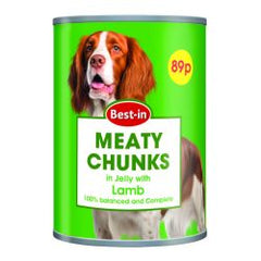 Best-in Meaty chunks tin food in jelly with Lamb
