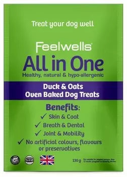 Feel Wells All in One Healthy, Natural & Hypo-allergenic Duck & Oats Oven Baked Dog Treats