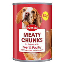Best-in Meaty chunks tin food in Gravey with Beef & Poultry
