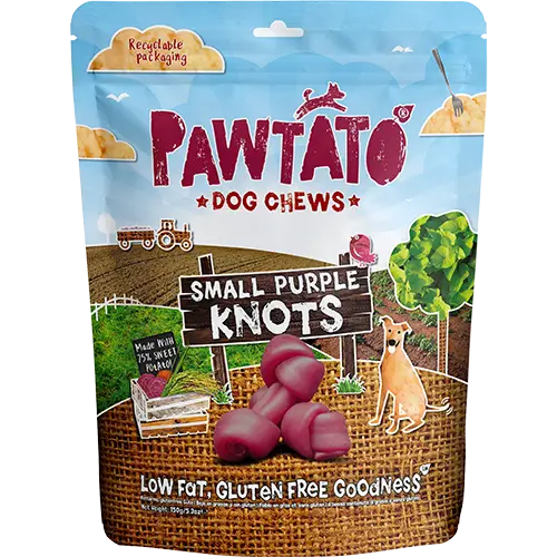 Pawtato Dog chews Small Purple Knots