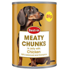Best-in Meaty chunks tin food in jelly with Chicken