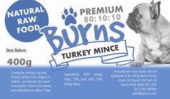 BURNS RAW Frozen Dog Food 10 20 or 30 400g Chubbs 80/10/10 PICK or MIX YOUR OWN