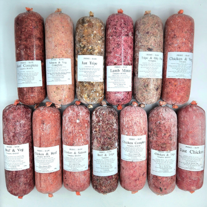 PRIME RAW Frozen Dog Food 10, 20 or 30 454g Chubbs 80/10/10 PICK or MIX YOUR OWN