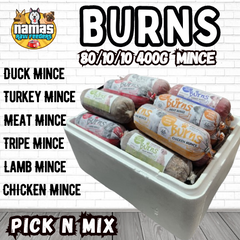 BURNS RAW Frozen Dog Food 10 20 or 30 400g Chubbs 80/10/10 PICK or MIX YOUR OWN